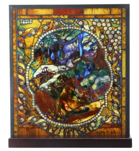 Art Glass Winter Landscape by Tiffany Sculpture